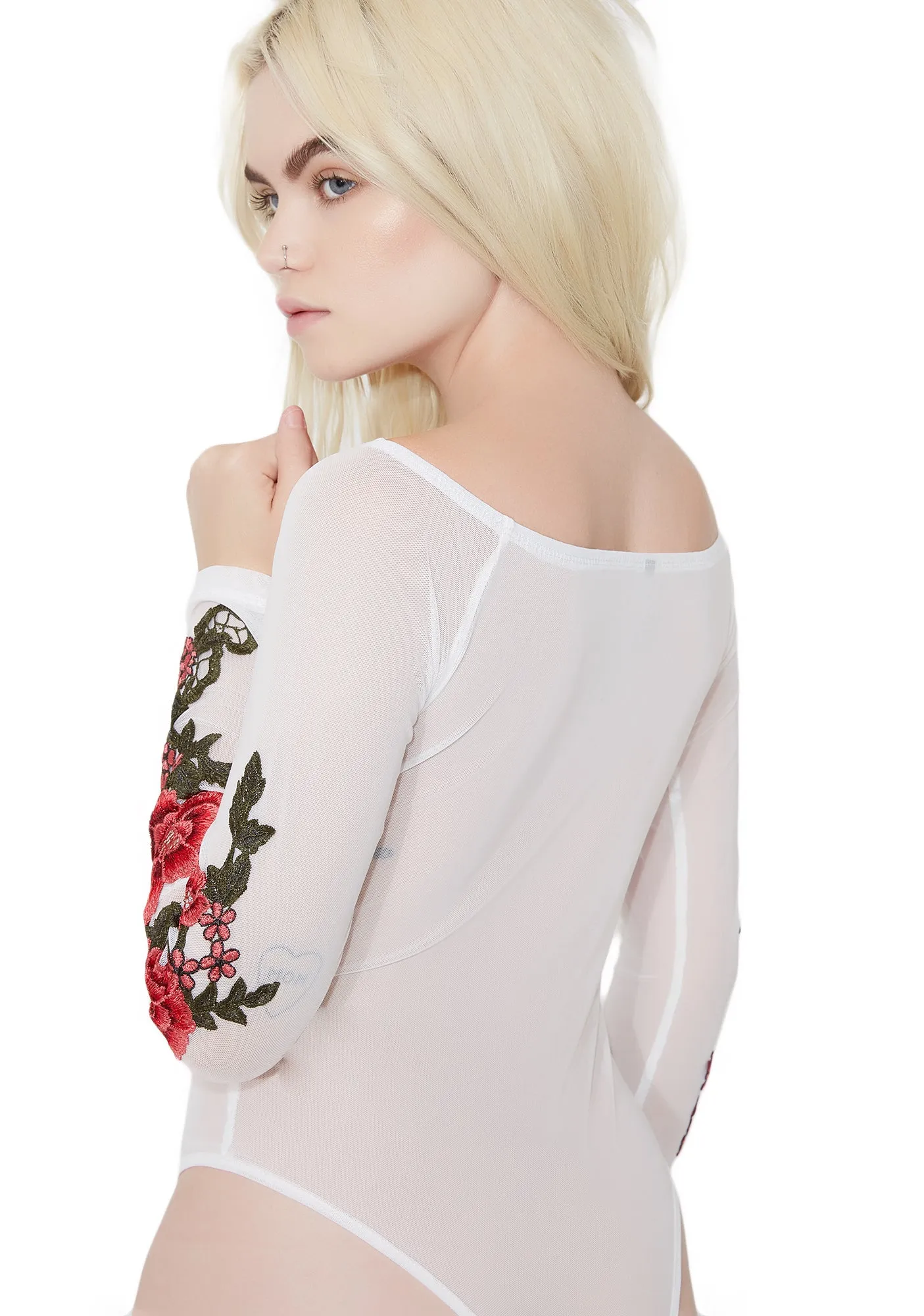 Sweet Temptation Sheer Rose Bodysuit sold by Dolls Kill product image thumbnail 4