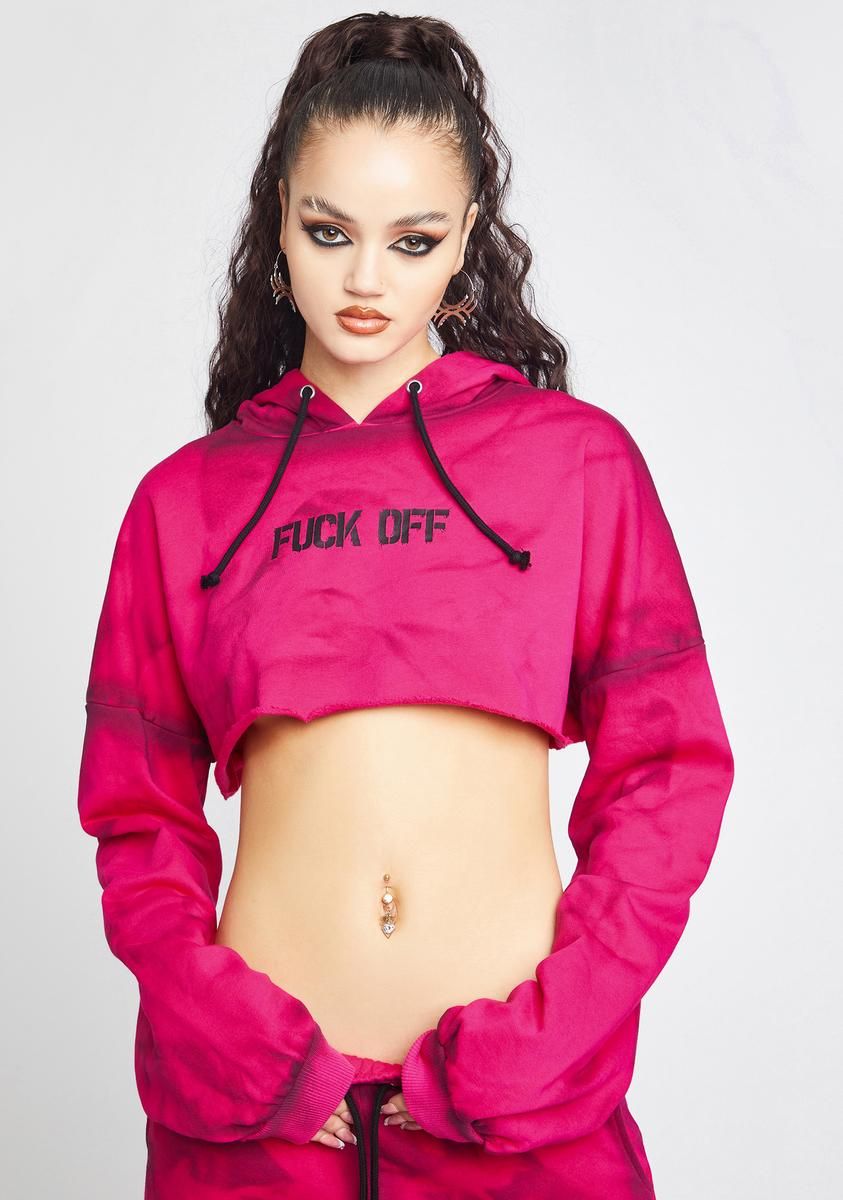 Rude Mood Crop Hoodie sold by Dolls Kill