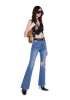 Distressed High Rise Flare Jeans sold by Dolls Kill