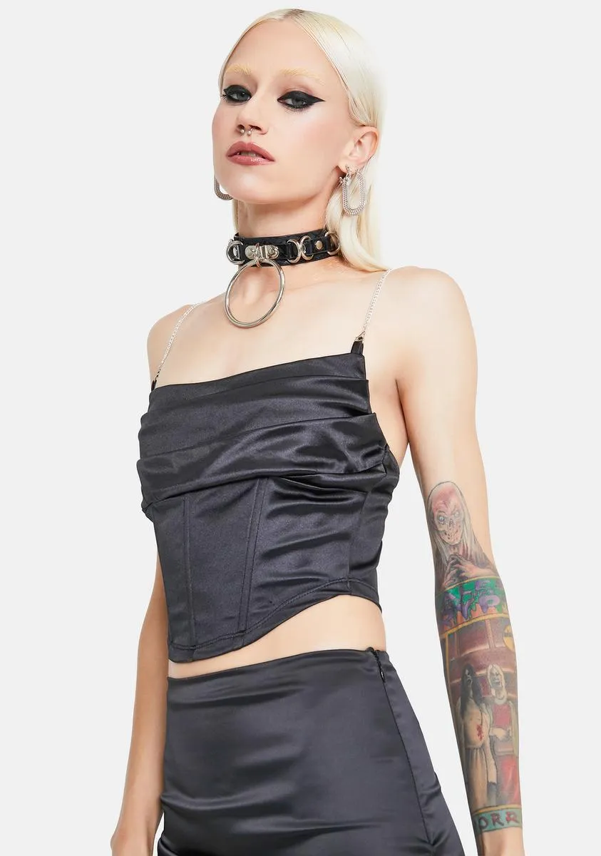Noir Better Be Satin Corset Crop Top sold by Dolls Kill product image thumbnail 2