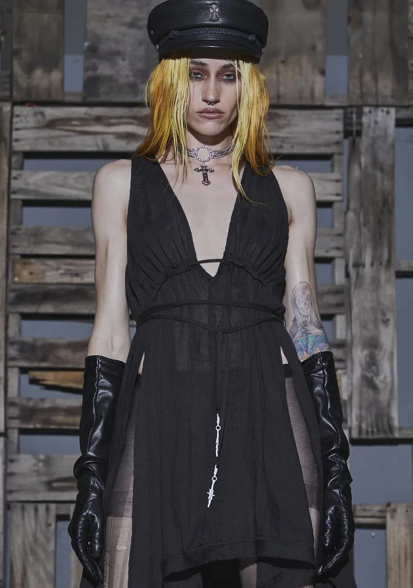 Flanger High Slit Gauze Midi Dress sold by Dolls Kill product image thumbnail 2