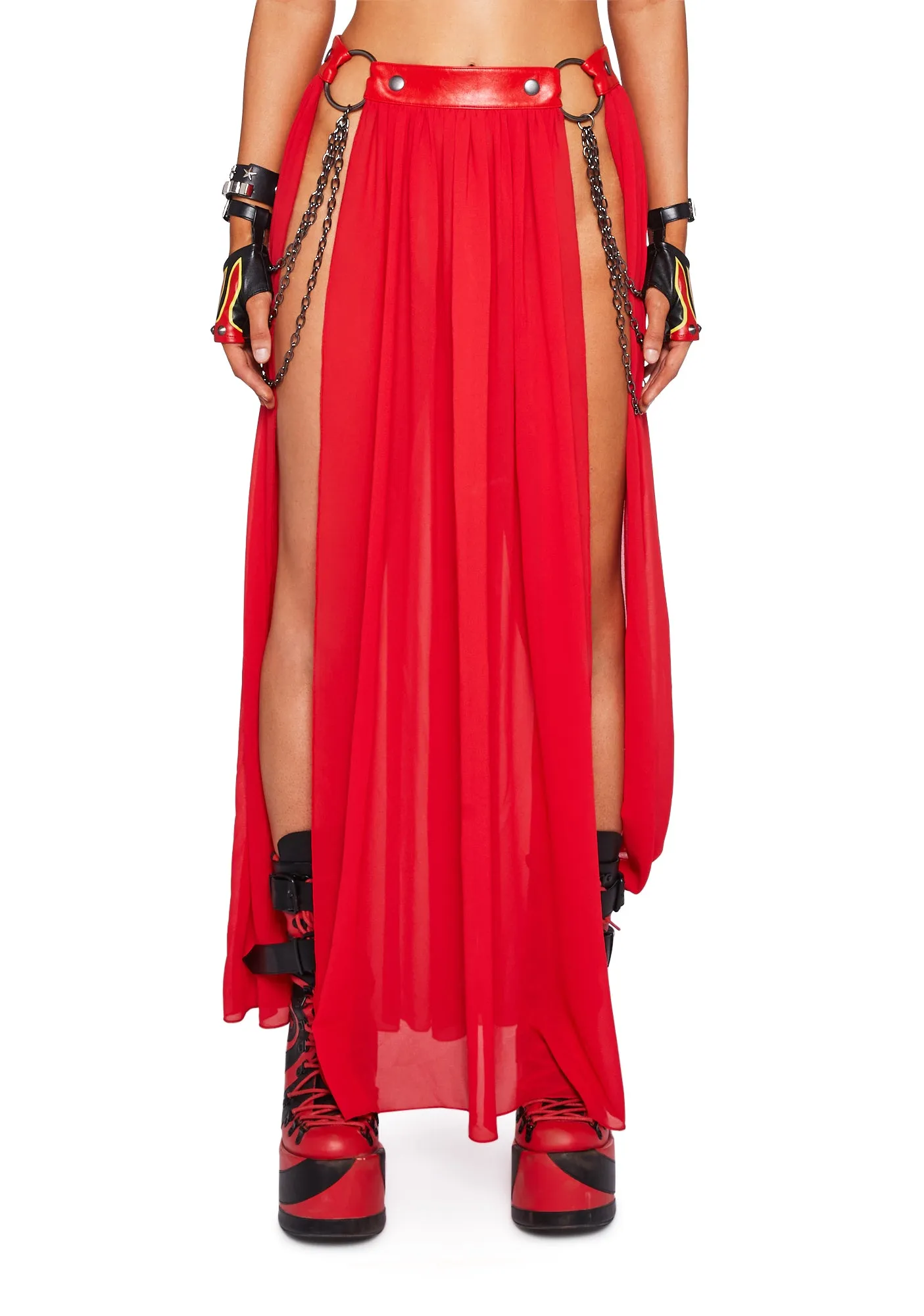 Immersed In Magic Maxi Skirt - Red sold by Dolls Kill