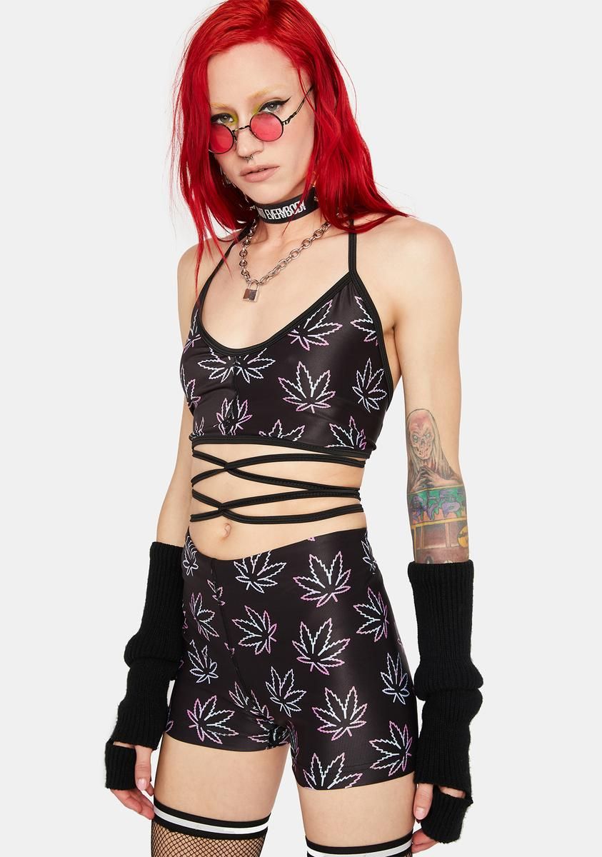 Purple Weed Shorts Set sold by Dolls Kill product image thumbnail 2