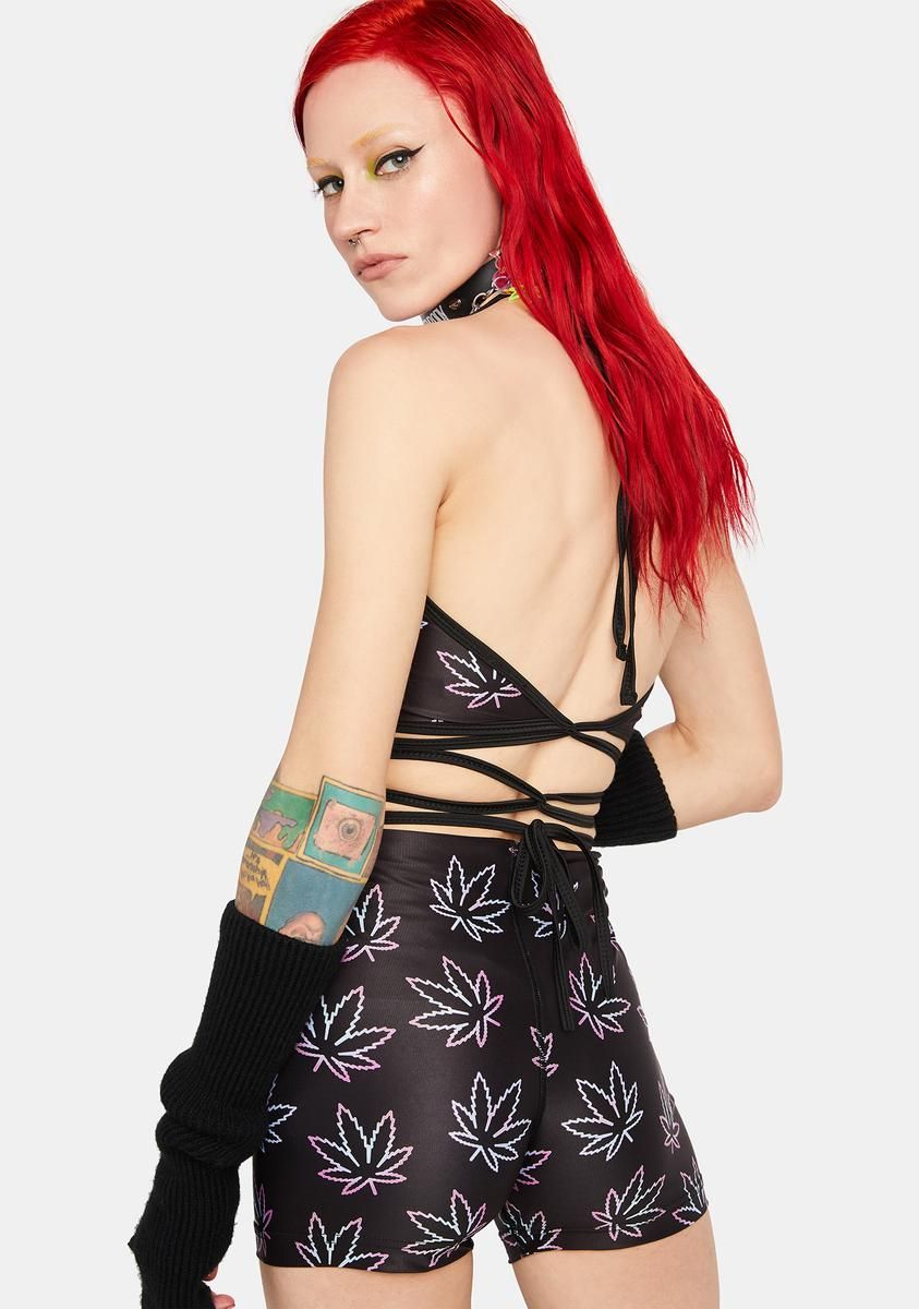 Purple Weed Shorts Set sold by Dolls Kill product image thumbnail 4