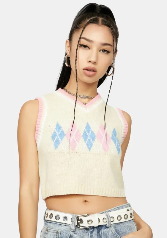 Angel Schooled U Cropped Argyle Vest sold by Dolls Kill
