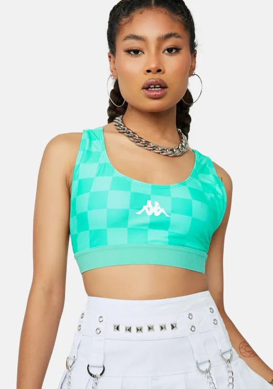 Green Spring White Authentic Pop Ezay Sports Bra sold by Dolls Kill