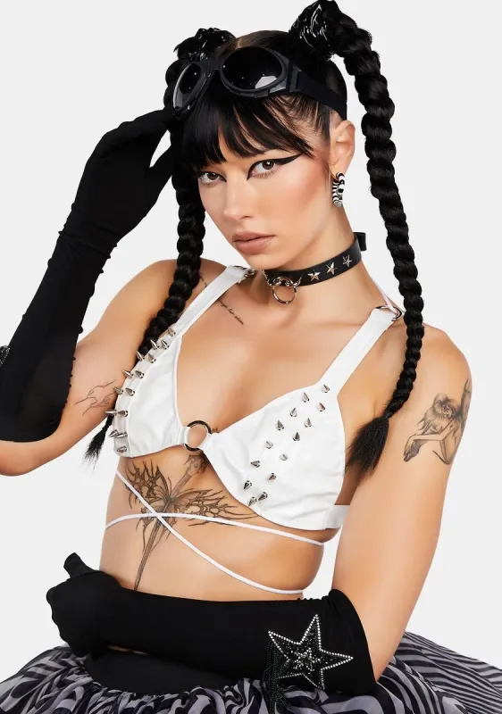 Pure Dominatrixx Spiked Bra Top sold by Dolls Kill