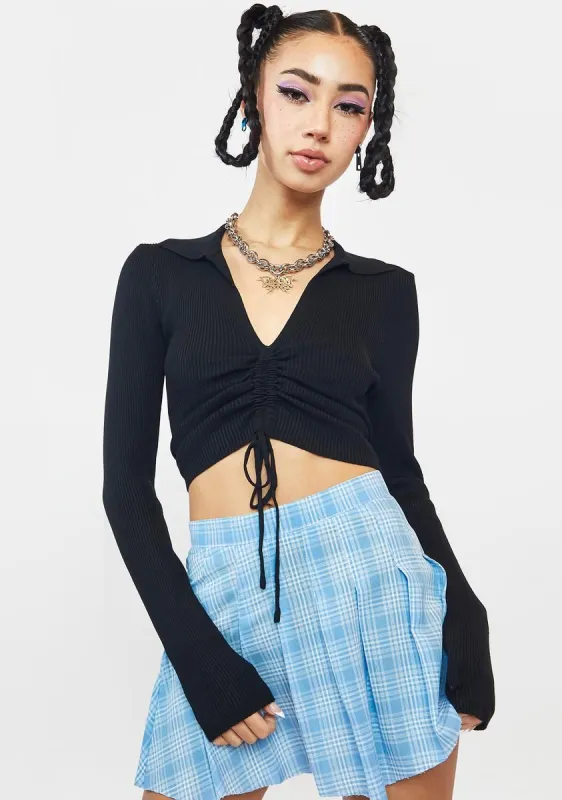 Night Sign Me Up Ruched Crop Top sold by Dolls Kill