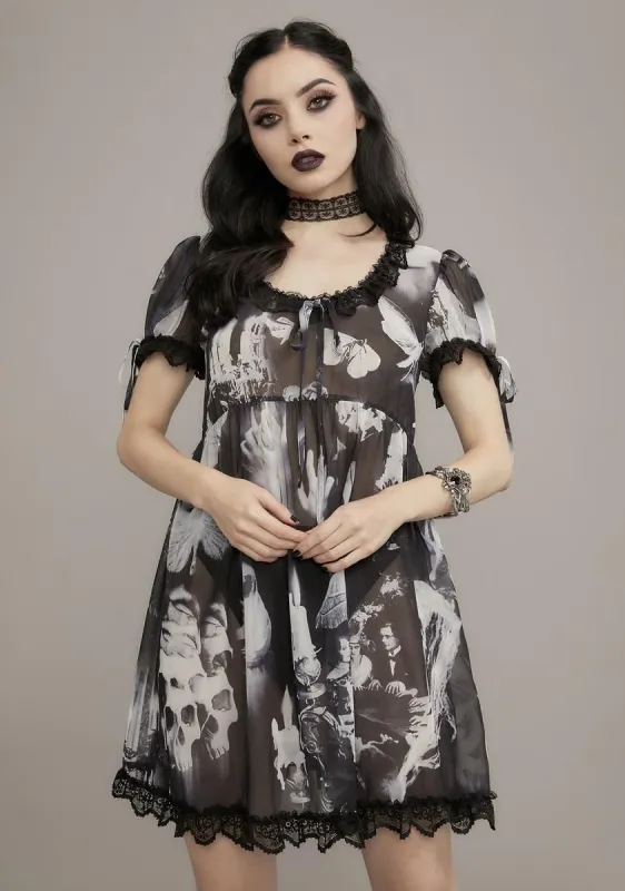 Tragic Accident Printed Babydoll Dress sold by Dolls Kill