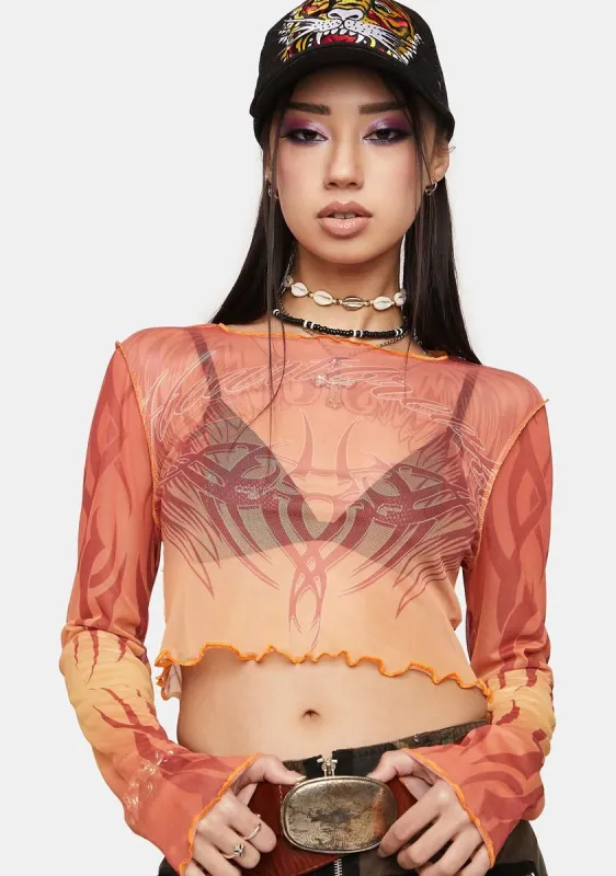 Heartbreaker Mesh Crop Top sold by Dolls Kill