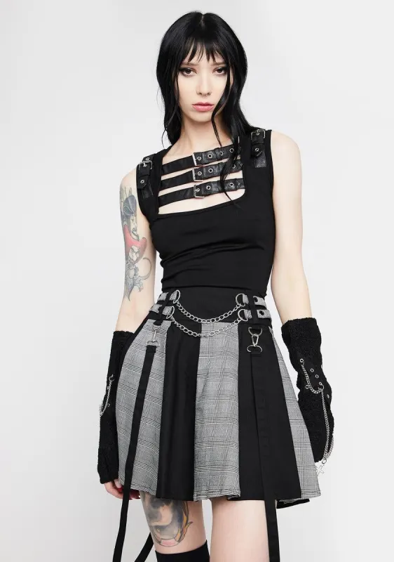 Straps Pleated Skirt sold by Dolls Kill