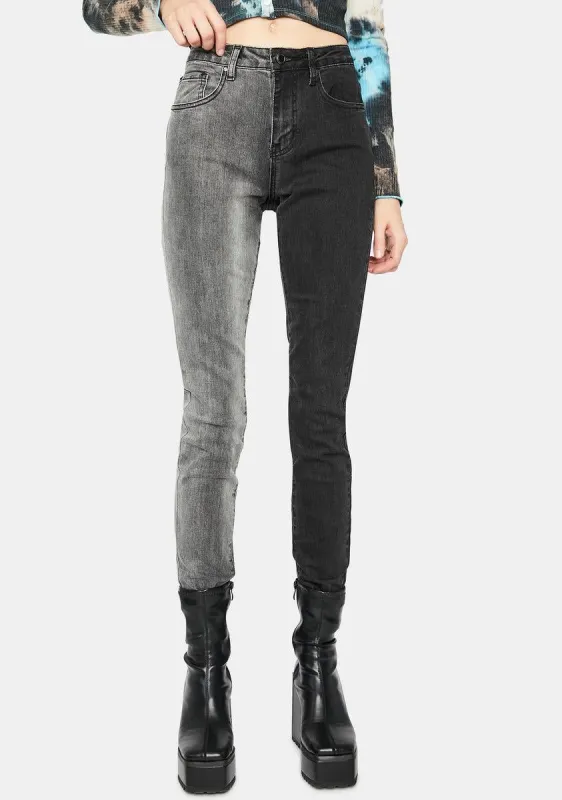Stepping Stones Two Tone Jeans sold by Dolls Kill