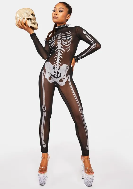 Bare Bones Sheer Skeleton Catsuit sold by Dolls Kill