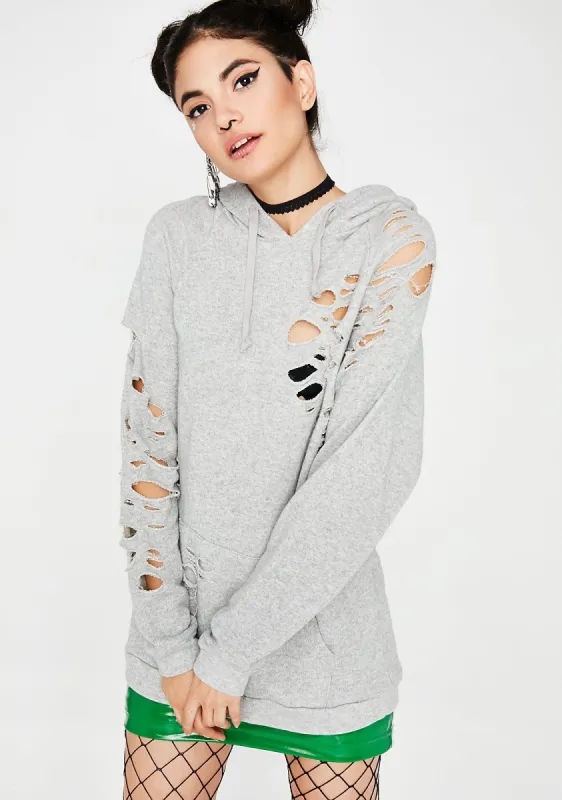 Rough Daze Distressed Hoodie sold by Dolls Kill