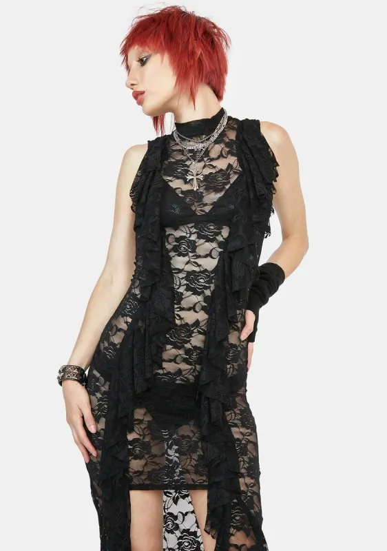 Romance The Night Lace Maxi Dress sold by Dolls Kill