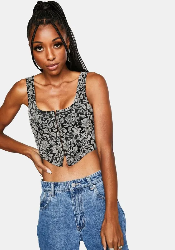 Floral Brocade Elci Corset Top sold by Dolls Kill