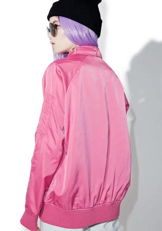 Rose Washed Satin Boyfriend Jacket sold by Dolls Kill