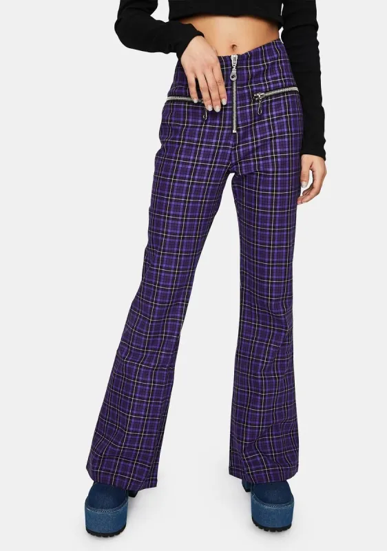 Unify Plaid Flare Pants sold by Dolls Kill