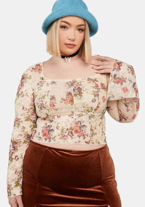 Plus Once Loved Floral Corset Top sold by Dolls Kill