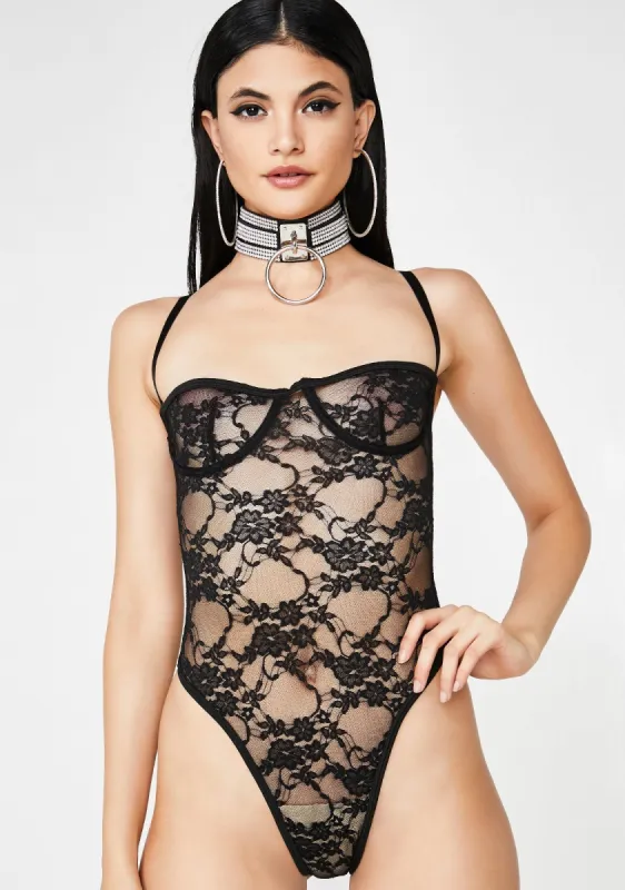 Laced With Love Sheer Bodysuit sold by Dolls Kill
