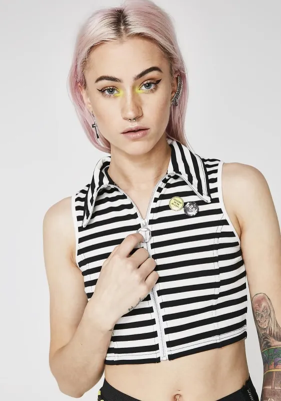 Above The Law Stripe Crop Top sold by Dolls Kill