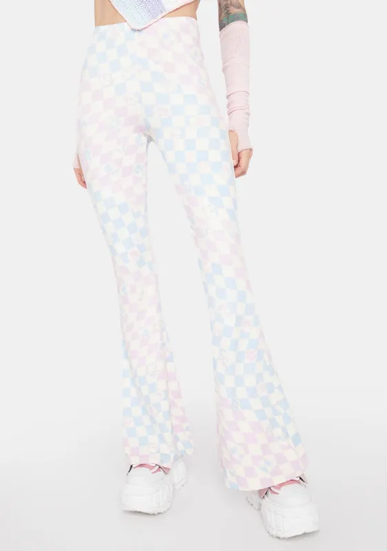 Fade The Rainbow Checkered Flare Pants sold by Dolls Kill