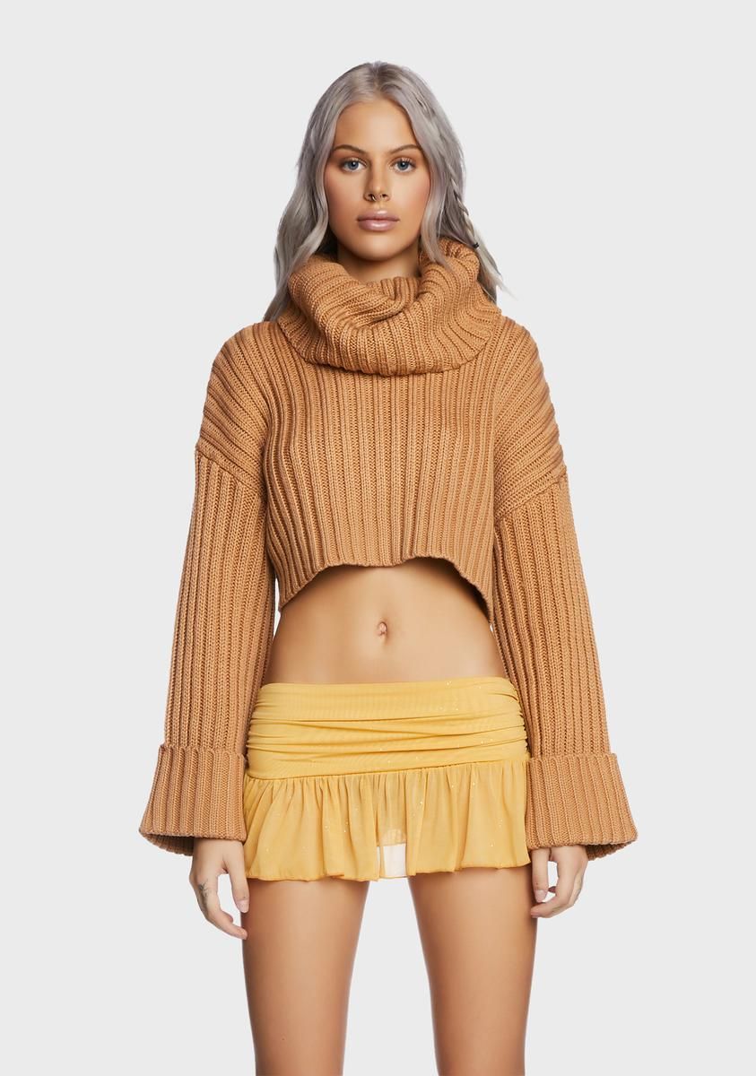 Gettin' Toned Cropped Turtleneck sold by Dolls Kill