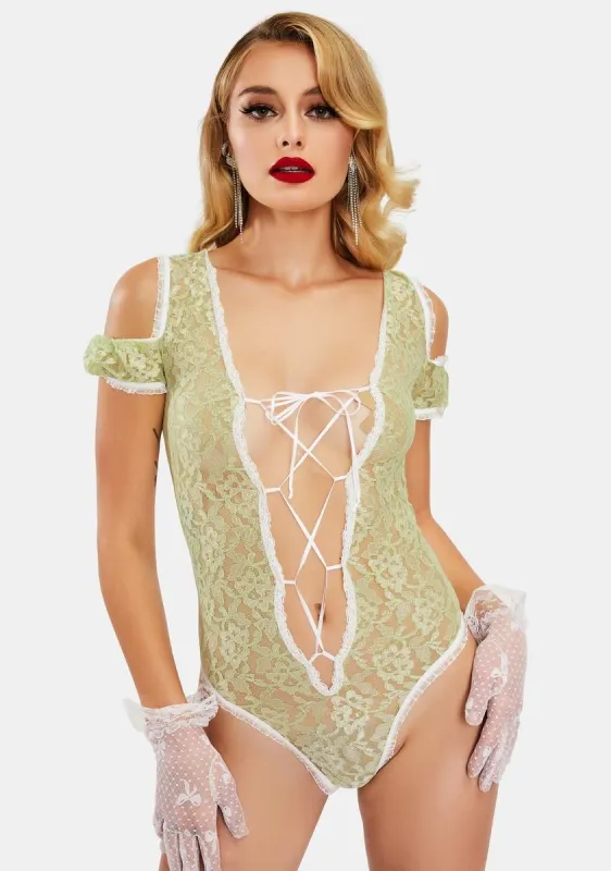 Green Floate Lace Teddy sold by Dolls Kill