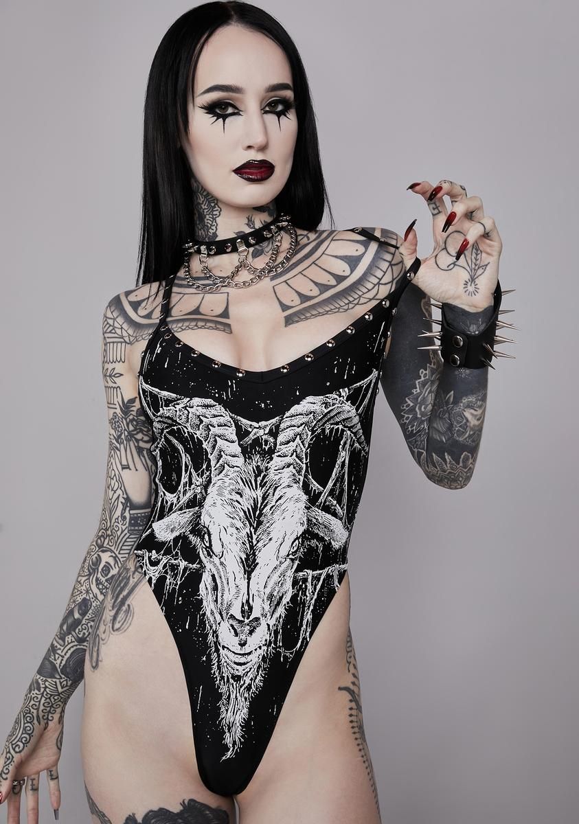 Devil You Know One-Piece Swimsuit sold by Dolls Kill