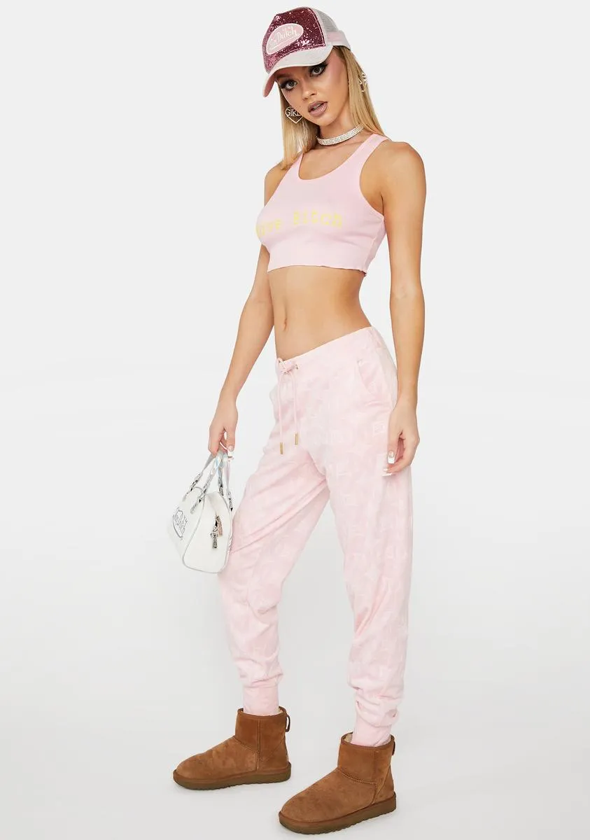 Whisper Pink Embossed Velour Pants sold by Dolls Kill product image thumbnail 3