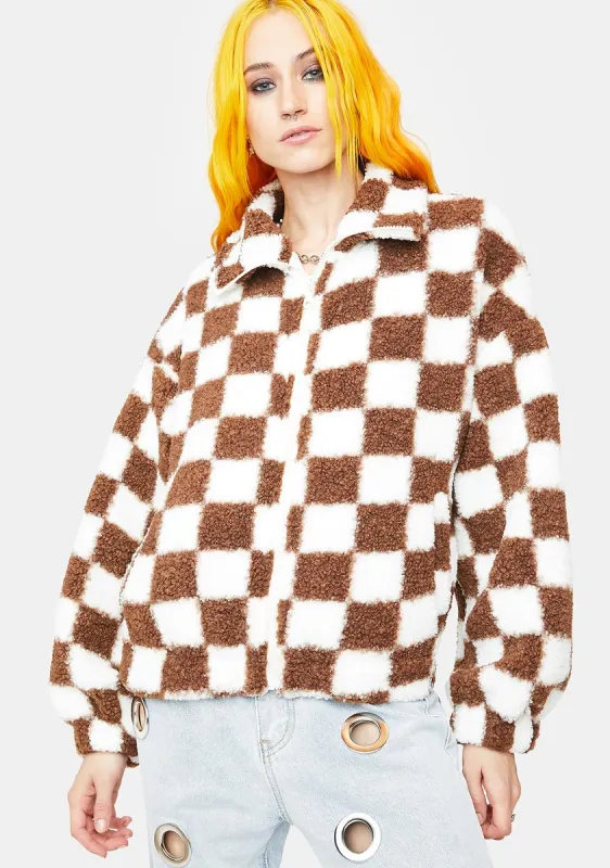Next Move Sherpa Checkered Jacket sold by Dolls Kill