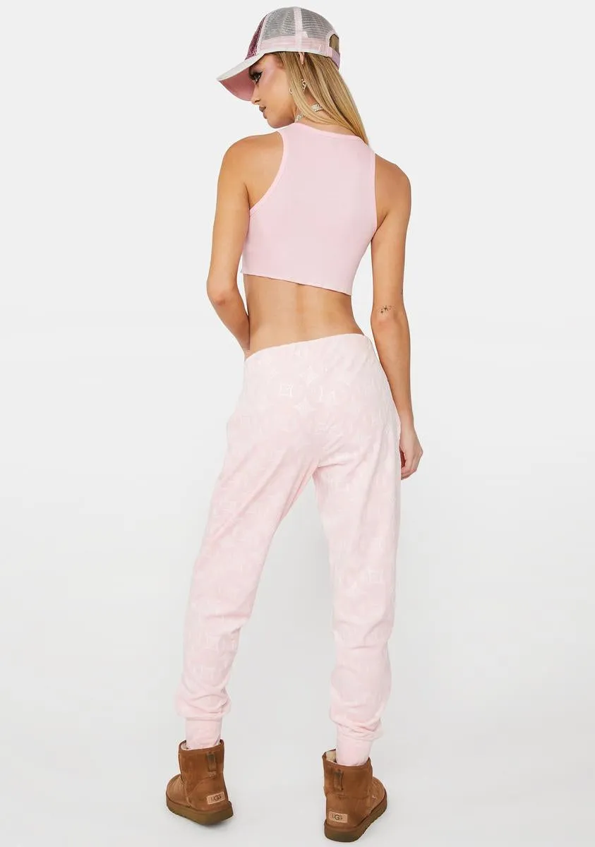 Whisper Pink Embossed Velour Pants sold by Dolls Kill product image thumbnail 4