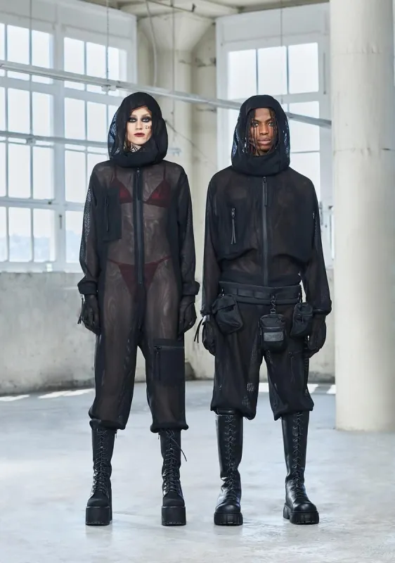 Bassline Sheer Hooded Jumpsuit sold by Dolls Kill
