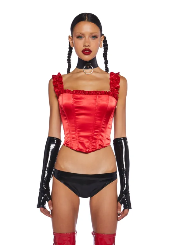 Night Gallery Tank Corset Top - Red sold by Dolls Kill