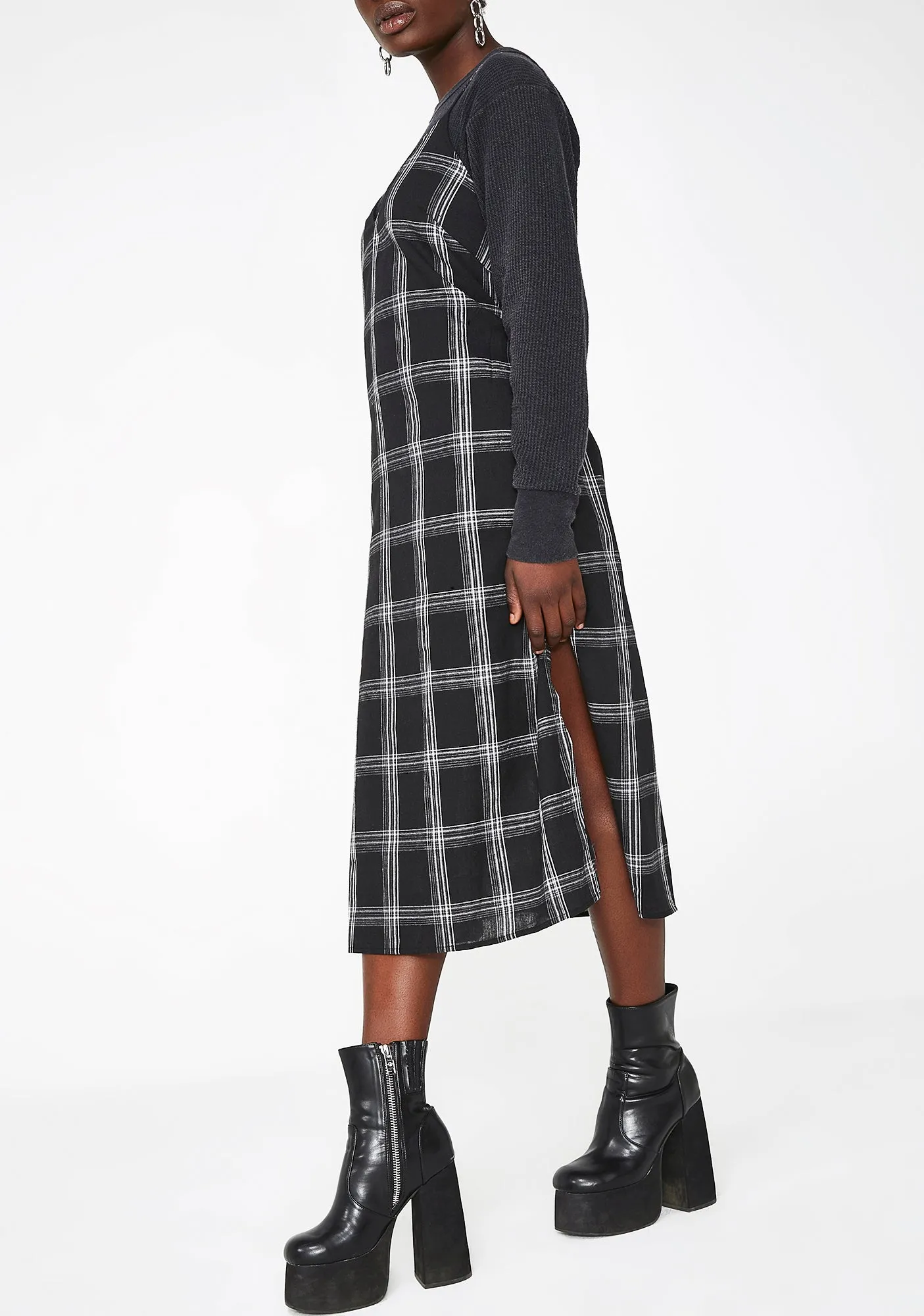 Raven Honeytrap Plaid Midi Dress sold by Dolls Kill product image thumbnail 3