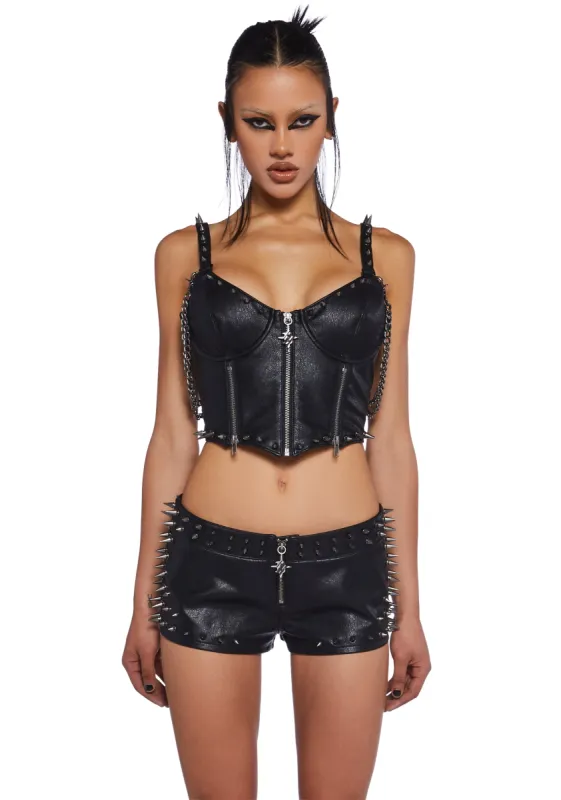 Downbeat Spiked Corset Top sold by Dolls Kill