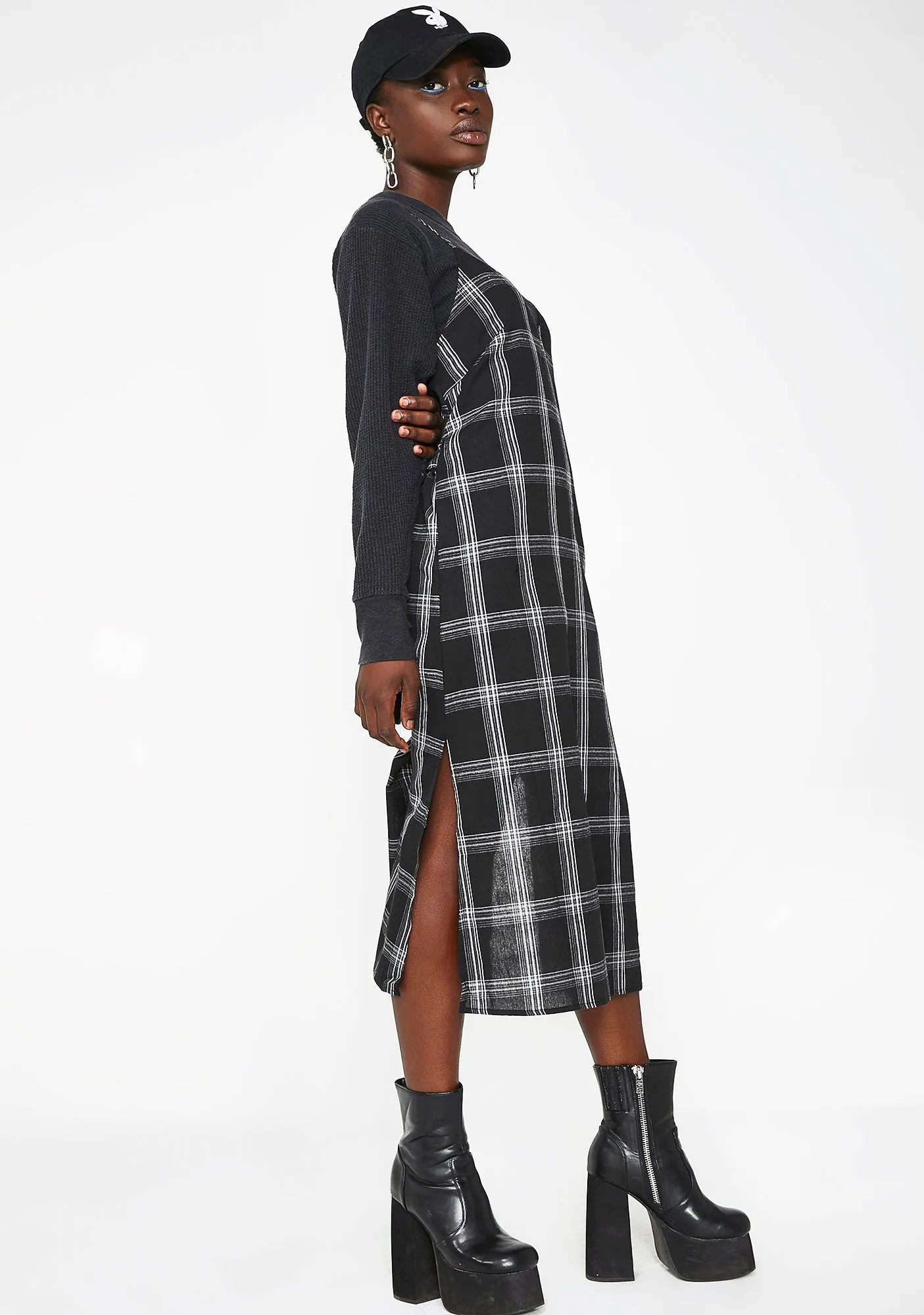 Raven Honeytrap Plaid Midi Dress sold by Dolls Kill
