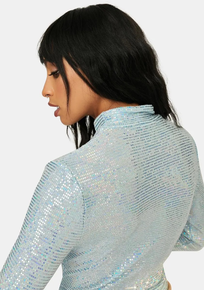 Goddess Glow Mock Neck Sparkle Top sold by Dolls Kill product image thumbnail 4