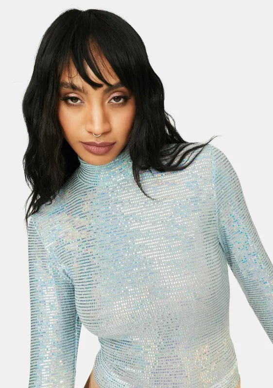 Goddess Glow Mock Neck Sparkle Top sold by Dolls Kill