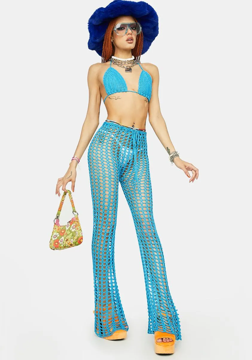 Teal Summer Stunner Crochet Pants Set sold by Dolls Kill product image thumbnail 3