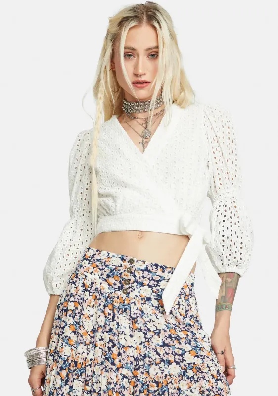 Juliana Anglaise Wrap Top sold by Dolls Kill