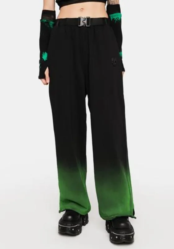 Dark Black Green Gradient Pants sold by Dolls Kill