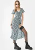 Navy Floral Larin Midi Dress sold by Dolls Kill