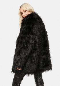 Shaggy Black Faux Fur Coat sold by Dolls Kill