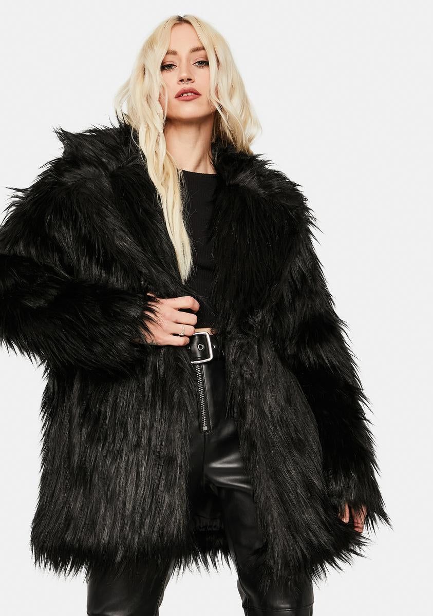 Shaggy Black Faux Fur Coat sold by Dolls Kill