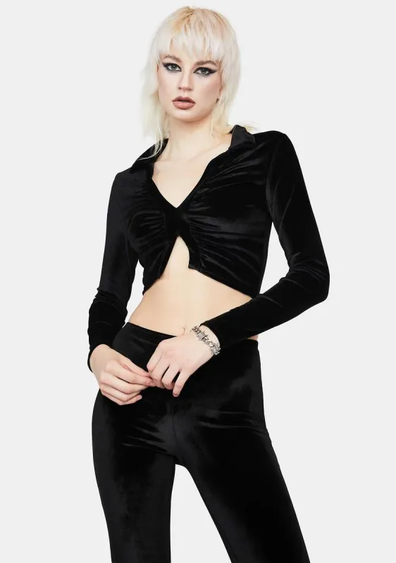 Goals Met Velvet Crop Top sold by Dolls Kill