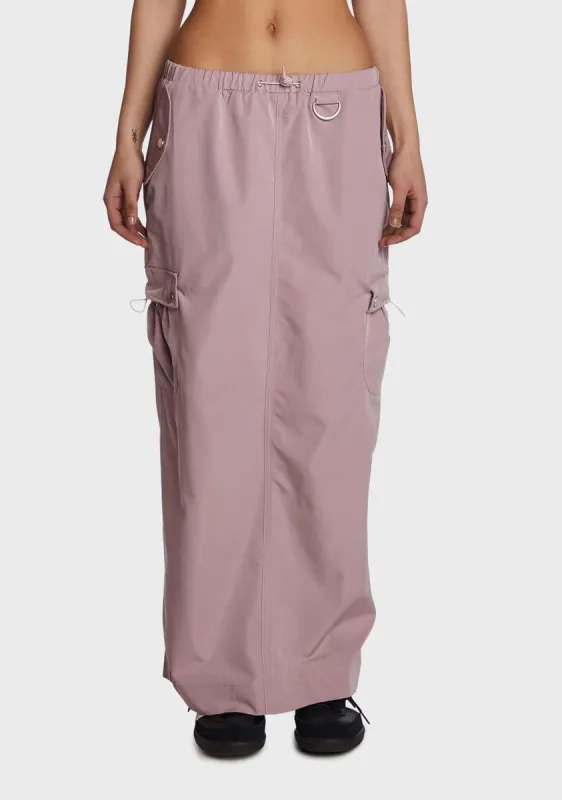 Mauve Gone Backpacking Maxi Skirt sold by Dolls Kill