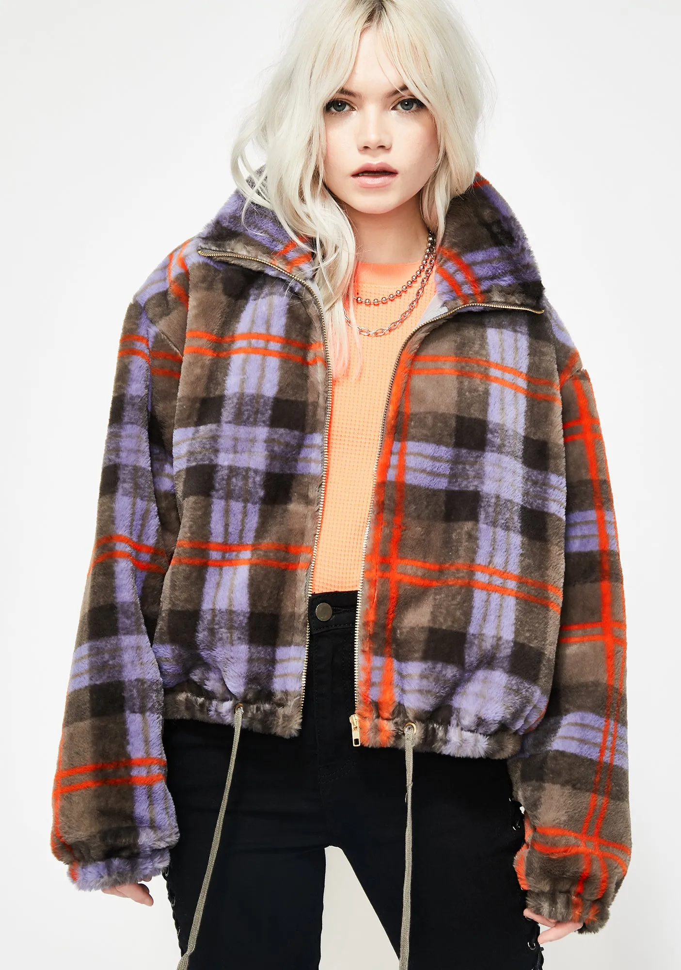 Purp Nice For What Fuzzy Jacket sold by Dolls Kill