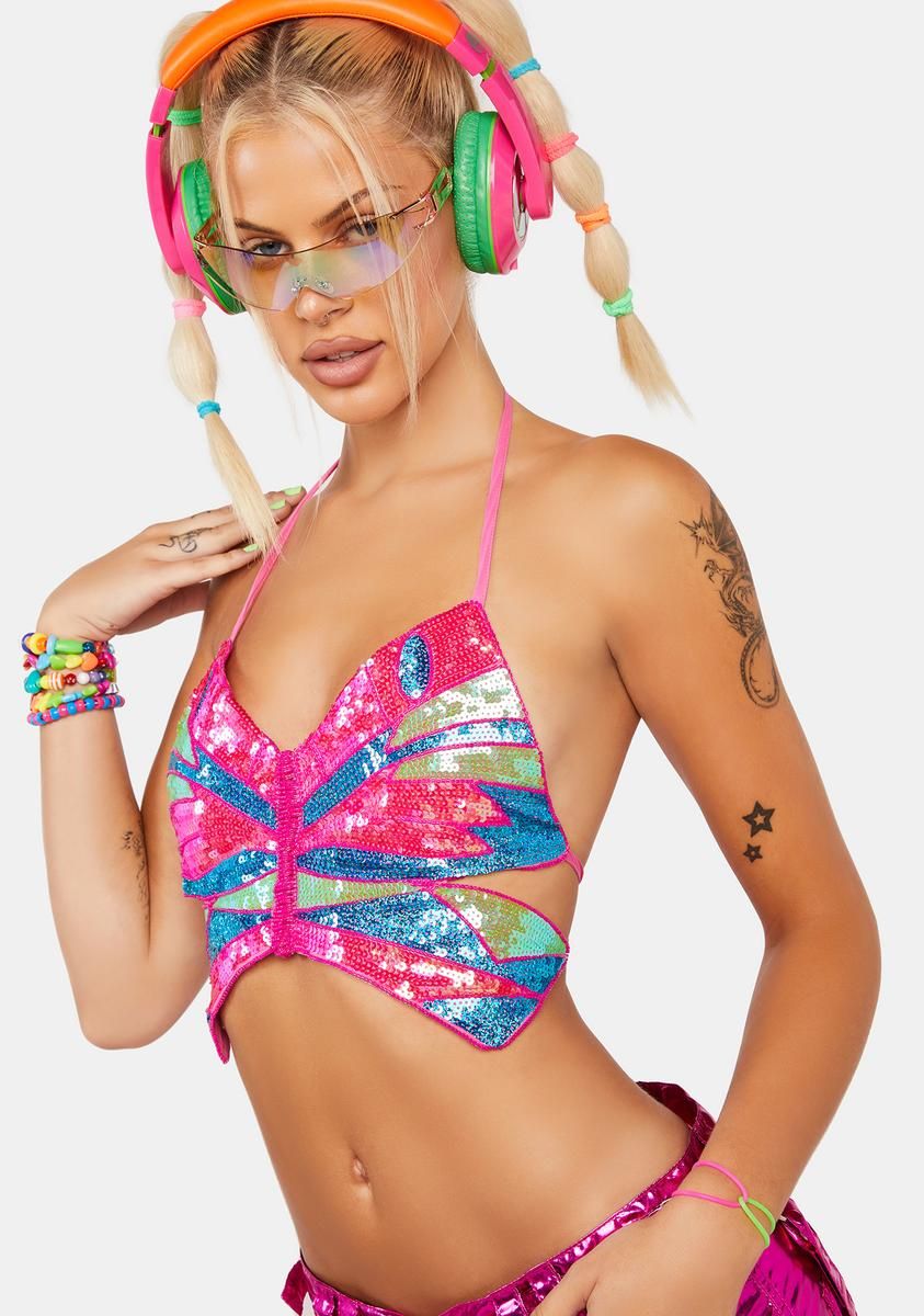 Neon Playa Dreamin' Butterfly Top sold by Dolls Kill product image thumbnail 2