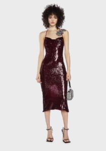 Wine Speakeasy Romance Sequin Maxi Dress sold by Dolls Kill